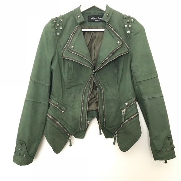 Lookbook Store Jackets & Blazers - Studded Shoulder Denim Blazer